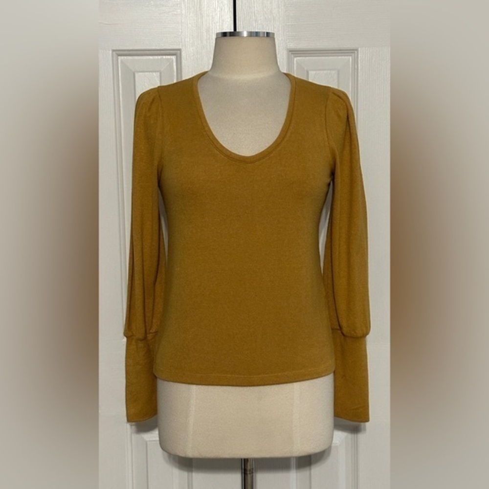 Madewell Mustard Scoop Neck Long Sleeve Knit Top Small